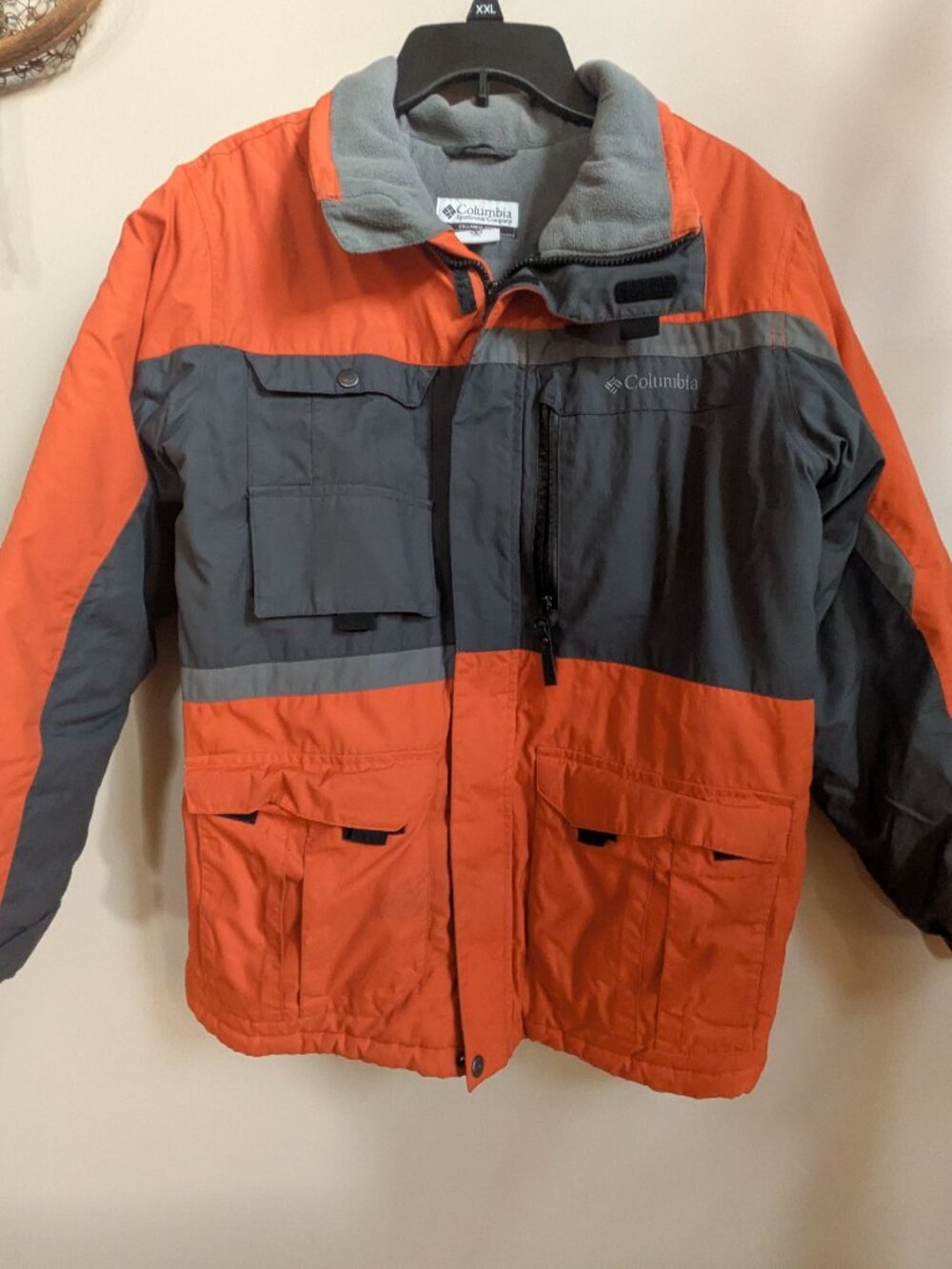 Columbia14/16 Winter Jacket Orange Gray Omni-Shield Insulated Coat Boys #325